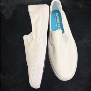 Converse White and Blue Women's Slip-On Shoes